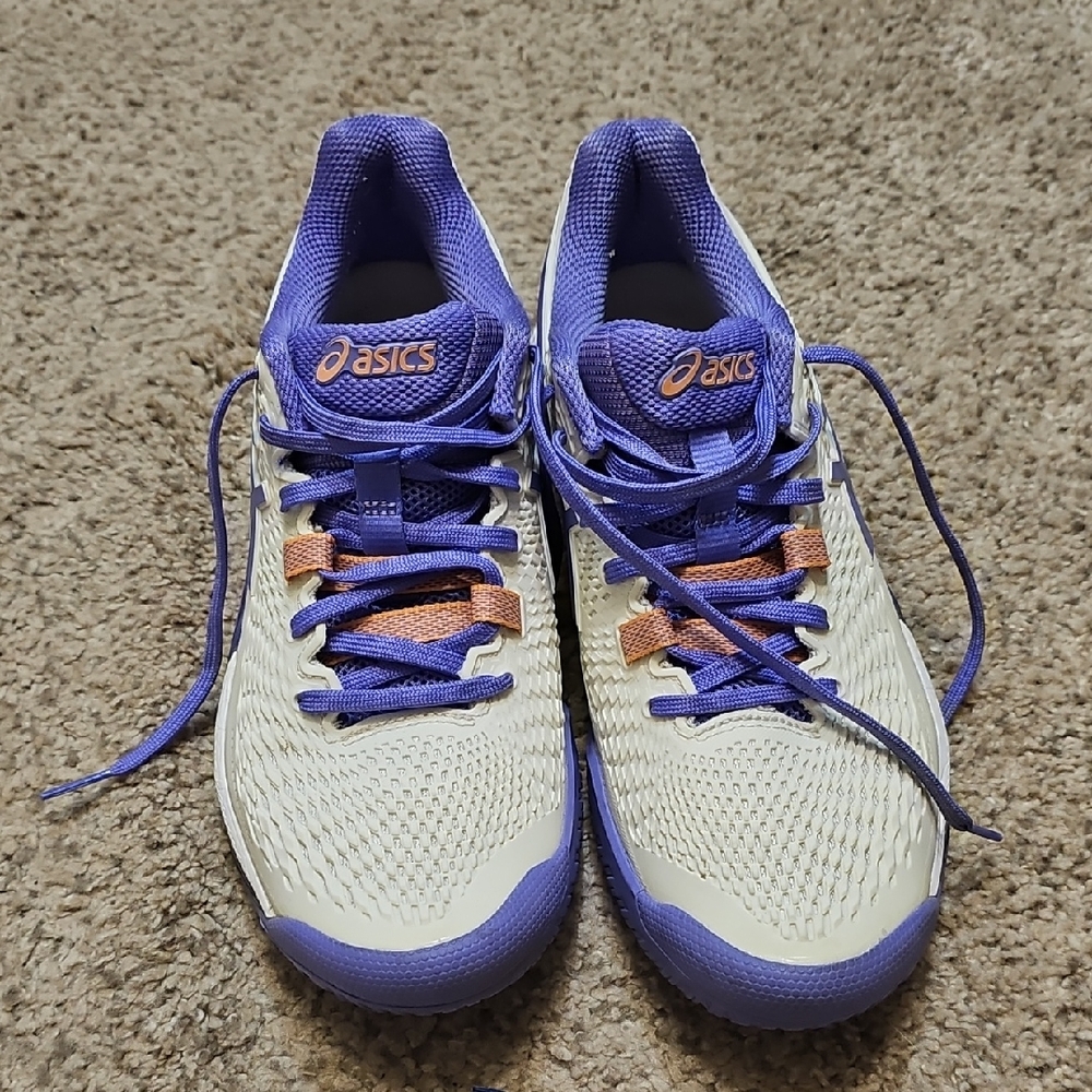 ASICS Cream and Purple Women's Athletic Running Shoes